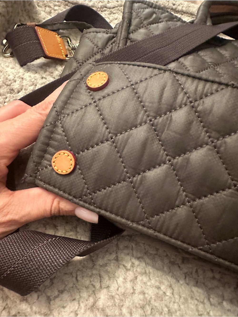 MZ Wallace Black Quilted Nylon Tote with Top Handles Metro Box Tote - Picture 6 of 9